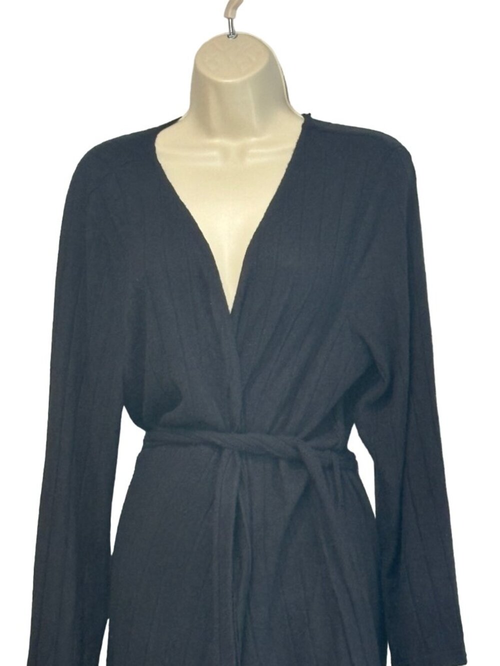 BP Women’s Knit Rib Robe In Black, S - Picture 4 of 13